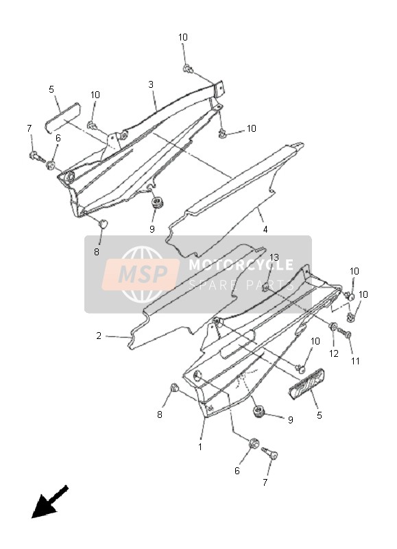 Yamaha FJR1300A 2011 Cubierta lateral para un 2011 Yamaha FJR1300A