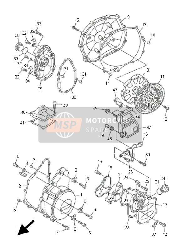 Yamaha FJR1300AS 2011 Tapa del cárter 1 para un 2011 Yamaha FJR1300AS