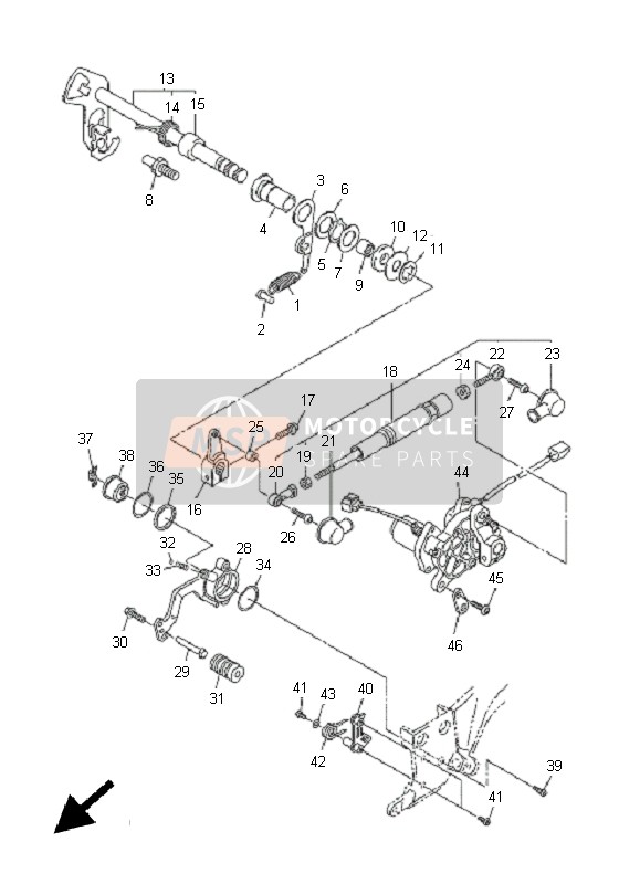 Yamaha FJR1300AS 2011 Arbre de changement de vitesse pour un 2011 Yamaha FJR1300AS