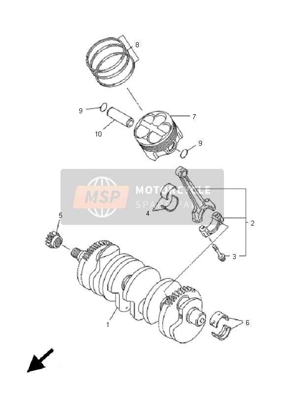 Yamaha FZ1-NA FAZER 2011 Albero motore & Pistone per un 2011 Yamaha FZ1-NA FAZER