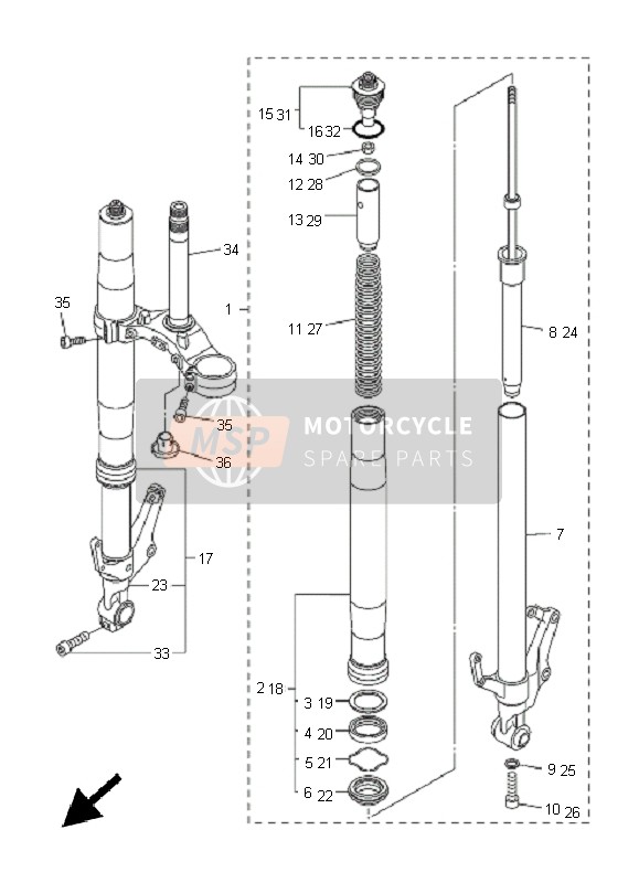 Yamaha FZ1-NA FAZER 2011 Fourche avant pour un 2011 Yamaha FZ1-NA FAZER