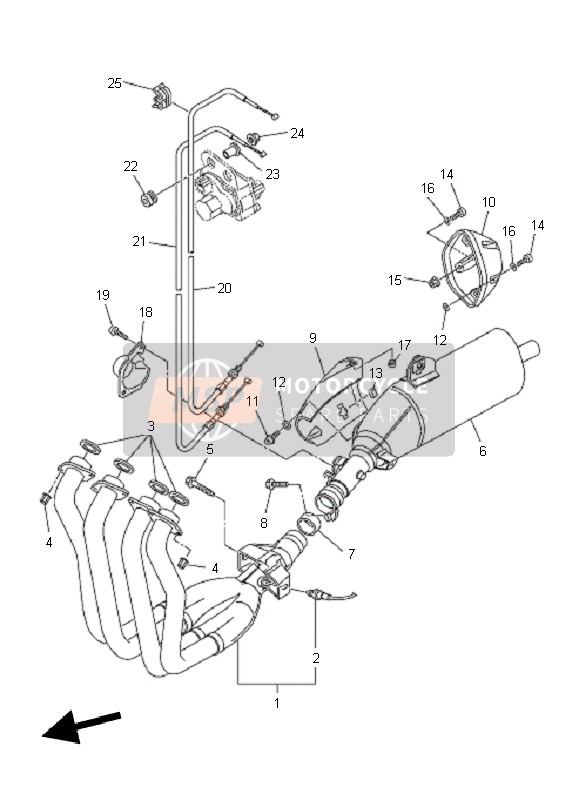 Yamaha FZ1-S FAZER 2011 Exhaust for a 2011 Yamaha FZ1-S FAZER