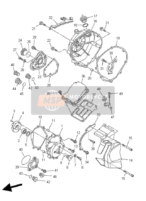 Yamaha FZ1-S FAZER 2011 Tapa del cárter 1 para un 2011 Yamaha FZ1-S FAZER