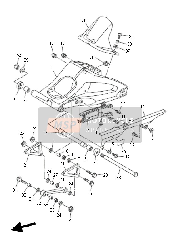 Yamaha FZ1-S FAZER 2011 Brazo trasero para un 2011 Yamaha FZ1-S FAZER