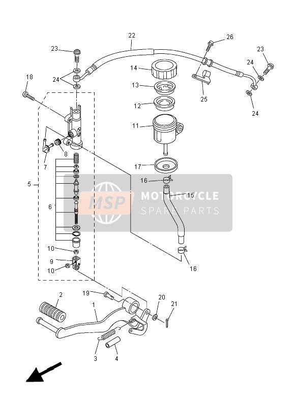 Yamaha FZ1-N 2012 Maître-cylindre arrière pour un 2012 Yamaha FZ1-N