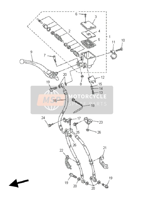 Yamaha FZ1-S FAZER 2011 Pompa freno anteriore per un 2011 Yamaha FZ1-S FAZER