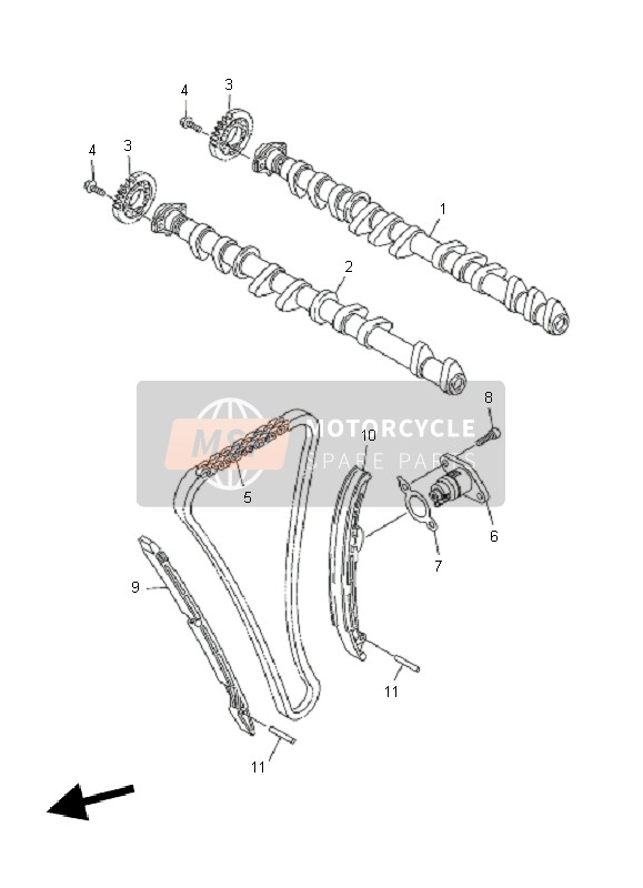 Yamaha FZ1-SA FAZER 2011 Árbol De Levas & Cadena para un 2011 Yamaha FZ1-SA FAZER