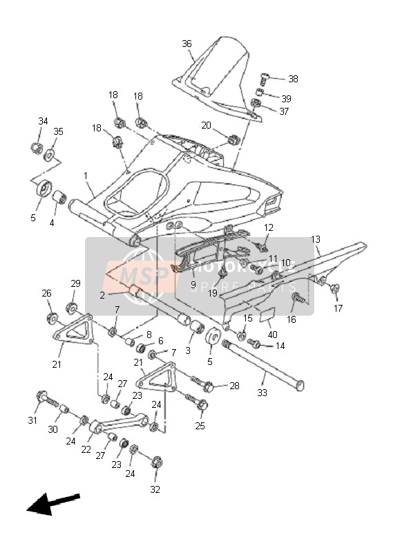 Yamaha FZ1-SA FAZER 2011 Rear Arm for a 2011 Yamaha FZ1-SA FAZER