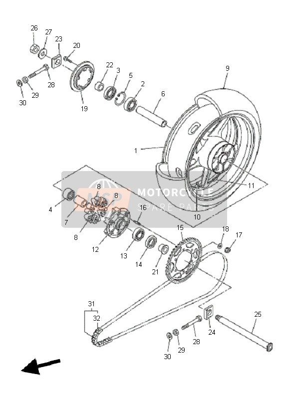 Yamaha FZ1-SA FAZER 2011 Ruota posteriore per un 2011 Yamaha FZ1-SA FAZER