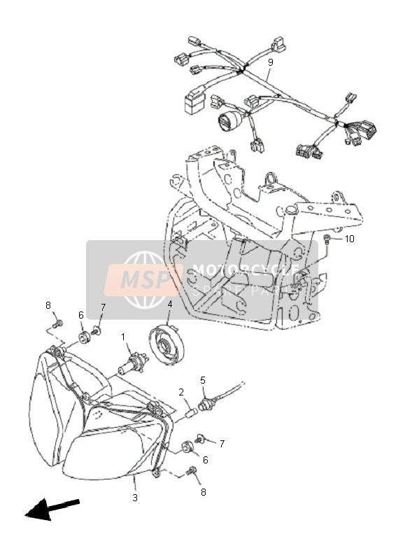 Yamaha FZ1-SA FAZER 2011 Headlight for a 2011 Yamaha FZ1-SA FAZER