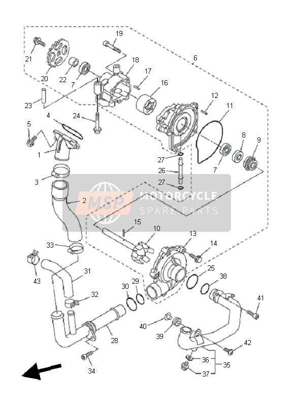 4C8124202100, Water Pump Assy, Yamaha, 1