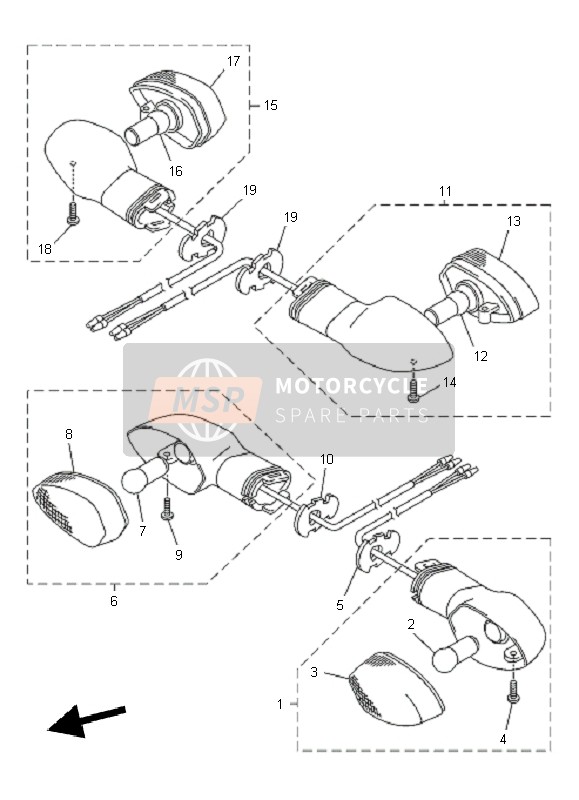 39P833400000, Achter Knipperlicht Assy 2, Yamaha, 0