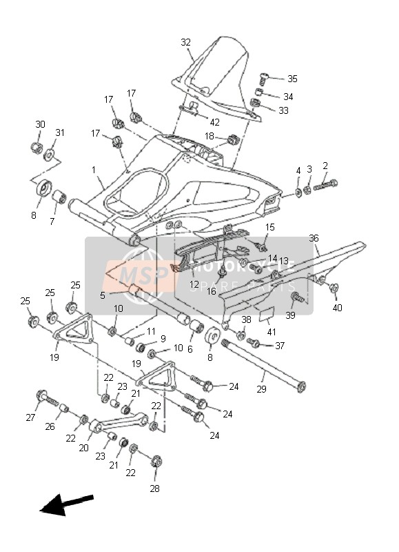 Yamaha FZ8-NA 2011 Braccio posteriore per un 2011 Yamaha FZ8-NA