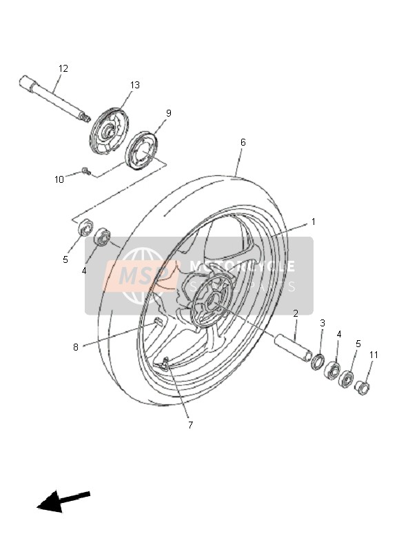 39P251810000, Axle, Wheel, Yamaha, 1