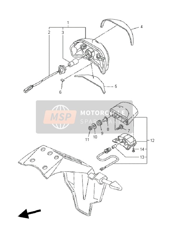 Yamaha FZ8-NA 2011 Fanale Posteriore per un 2011 Yamaha FZ8-NA