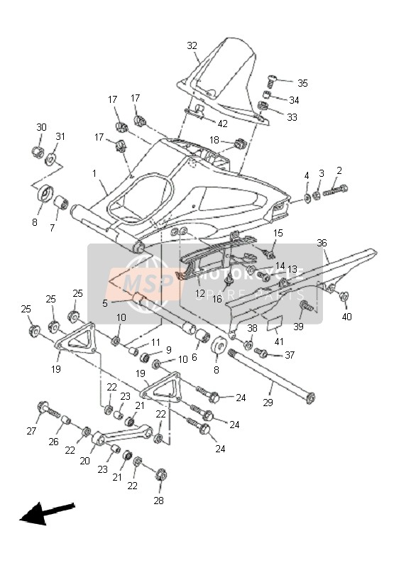 Yamaha FZ8-SA FAZER 2011 Achterarm voor een 2011 Yamaha FZ8-SA FAZER