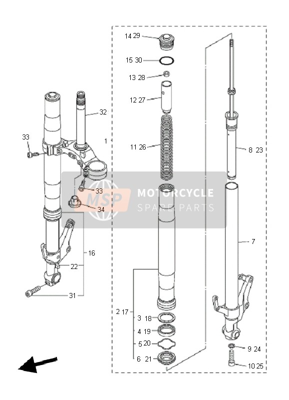 Yamaha FZ8-SA FAZER 2011 Fourche avant pour un 2011 Yamaha FZ8-SA FAZER