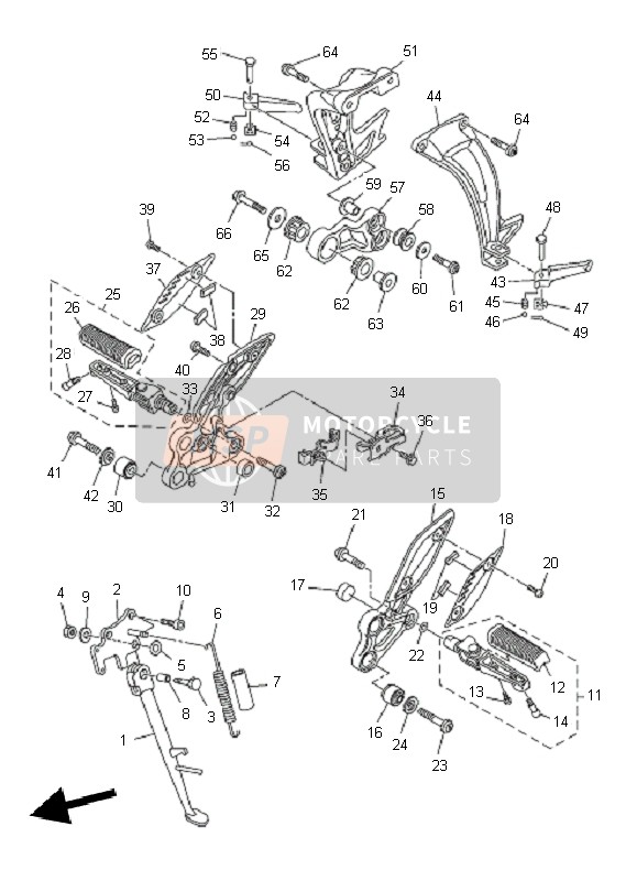 Yamaha FZ8-SA FAZER 2011 Stand & Footrest for a 2011 Yamaha FZ8-SA FAZER