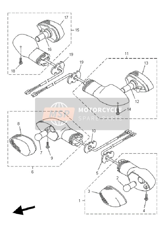 Yamaha FZ8-SA FAZER 2011 Knipperlicht voor een 2011 Yamaha FZ8-SA FAZER