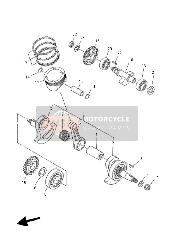 Yamaha MT03 2011 Cigüeñal & Pistón para un 2011 Yamaha MT03