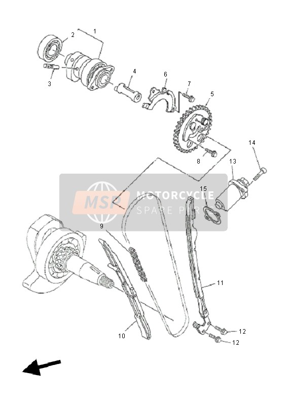 Yamaha MT03 2011 Nokkenas & Ketting voor een 2011 Yamaha MT03