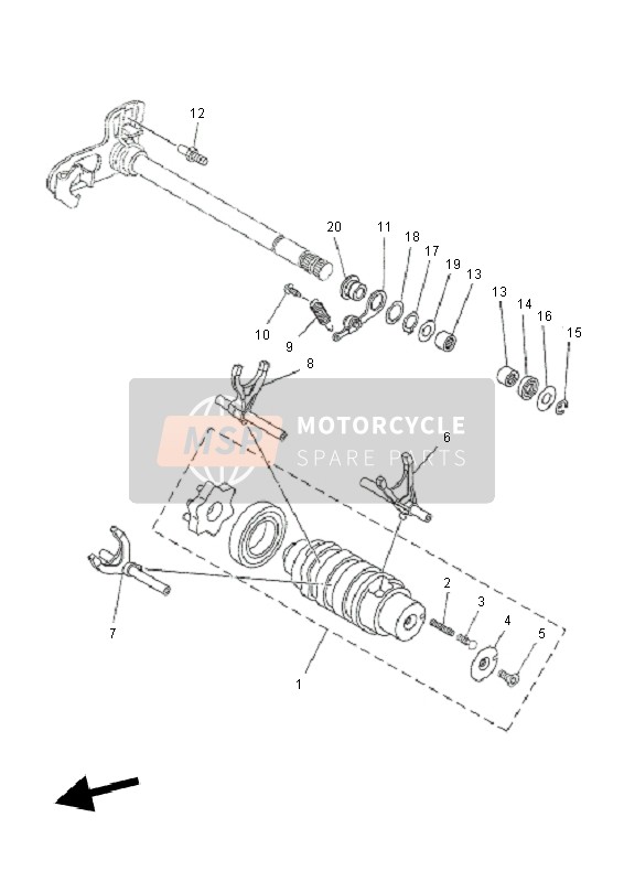 Yamaha MT03 2011 SCHALTWALZE & GABEL für ein 2011 Yamaha MT03