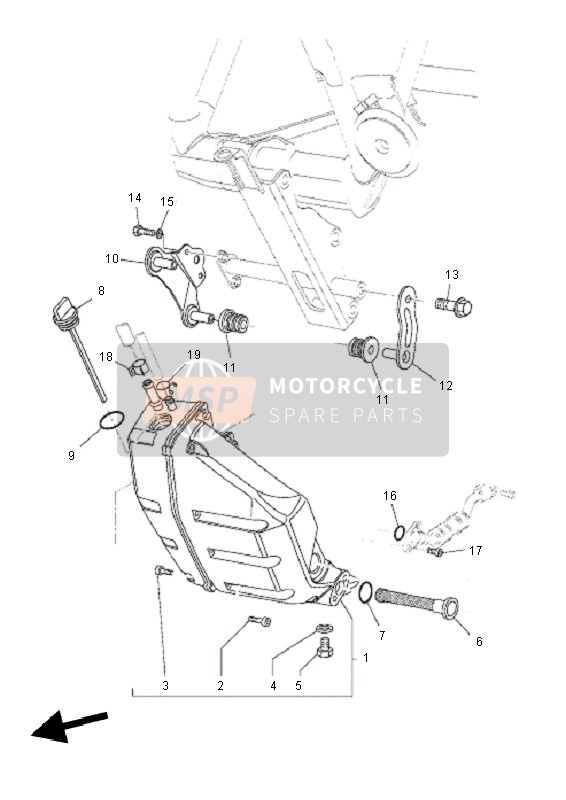 5YKF172E00WN, Stay, Side Cover 1, Yamaha, 0