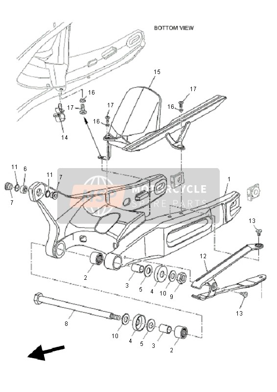 Yamaha MT03 2011 Rear Arm for a 2011 Yamaha MT03