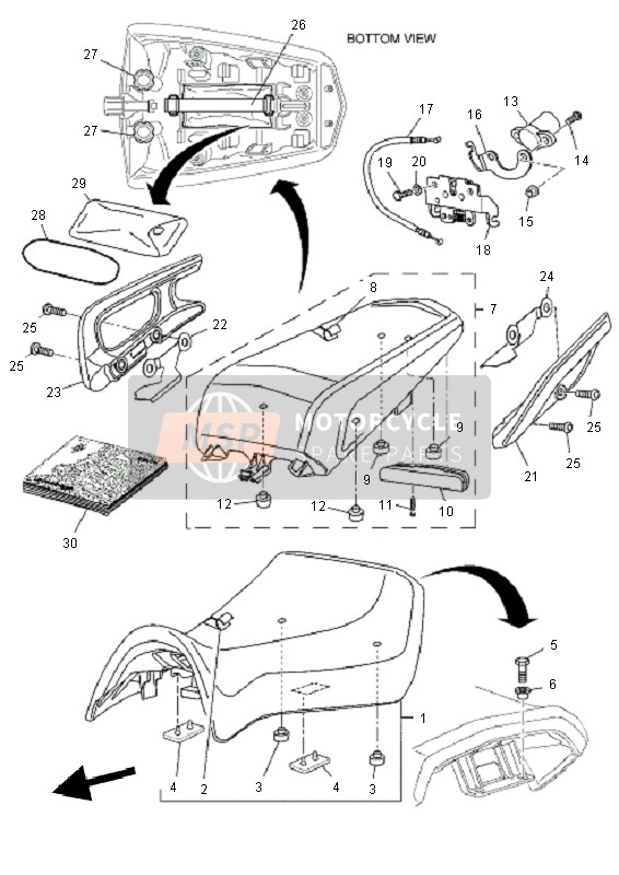 5YKF478E0000, Cable, Seat Lock, Yamaha, 1