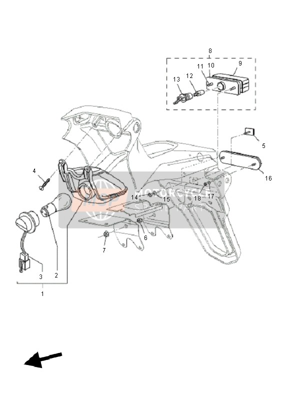 5YKH47450000, Eclairage De Plaque, Yamaha, 1