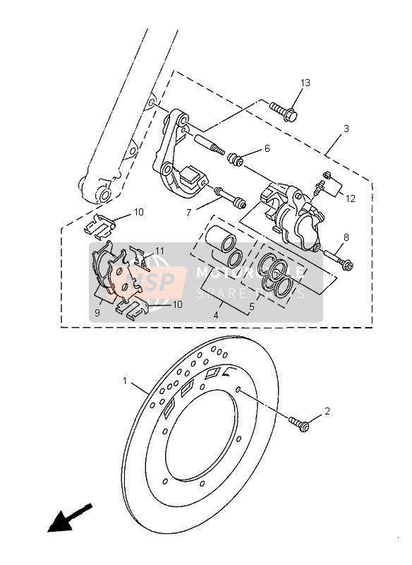 Yamaha XV125-S 1999 Front Brake Caliper for a 1999 Yamaha XV125-S