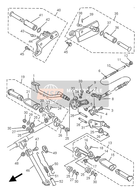 Yamaha XV125-S 1999 Supporter & Repose Pieds pour un 1999 Yamaha XV125-S