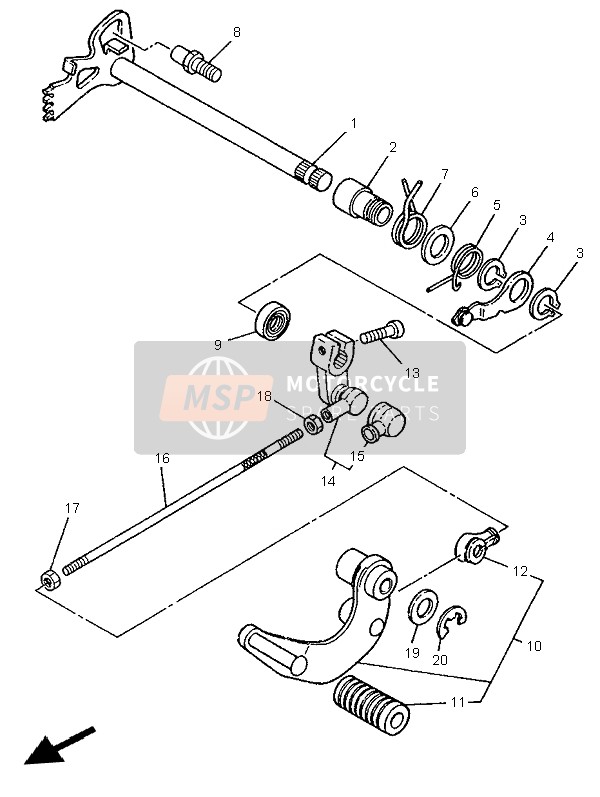 Yamaha XV250S 1999 Shift Shaft for a 1999 Yamaha XV250S