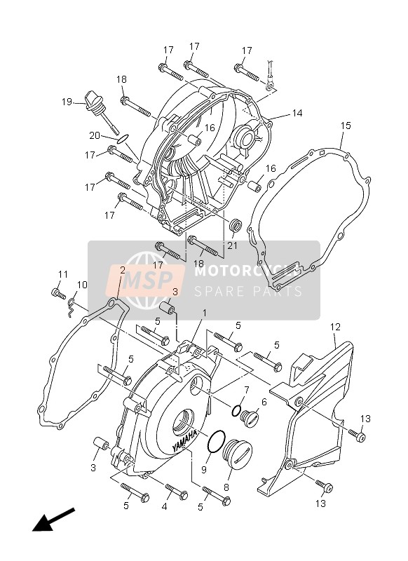 Yamaha YBR125ED 2012 Crankcase Cover 1 for a 2012 Yamaha YBR125ED