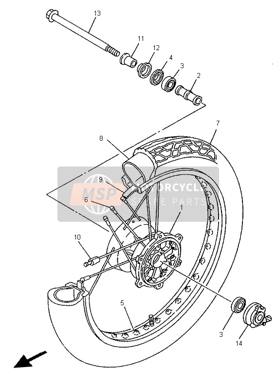 Yamaha XV250S 1999 Front Wheel for a 1999 Yamaha XV250S