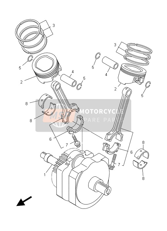 4WM114000200, Albero Motore, Yamaha, 0