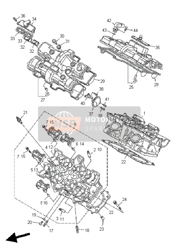 Yamaha VMAX 2011 Cylinder Head for a 2011 Yamaha VMAX