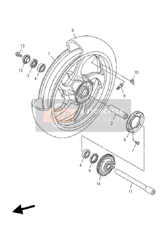 Yamaha VMAX 2011 Front Wheel for a 2011 Yamaha VMAX