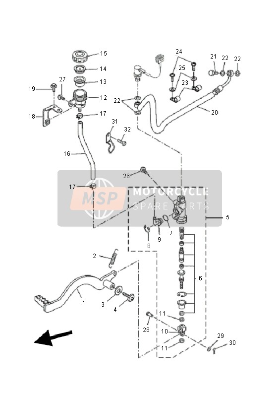 Yamaha WR125R 2011 Rear Master Cylinder for a 2011 Yamaha WR125R