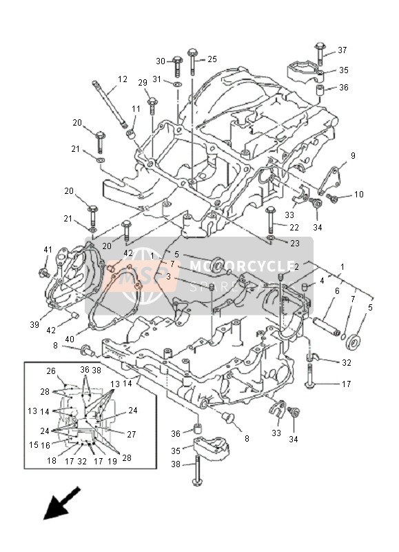 Yamaha TDM850 2001 Crankcase for a 2001 Yamaha TDM850