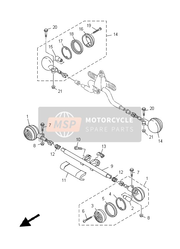 Yamaha XVS650A DRAGSTAR CLASSIC 1999 Knipperlicht voor een 1999 Yamaha XVS650A DRAGSTAR CLASSIC