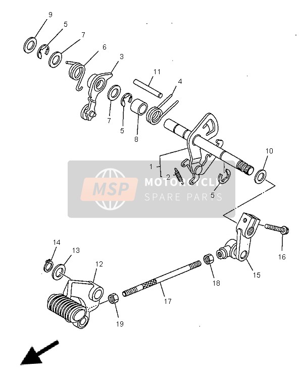 Yamaha XVS1100 DRAGSTAR 1999 Shift Shaft for a 1999 Yamaha XVS1100 DRAGSTAR