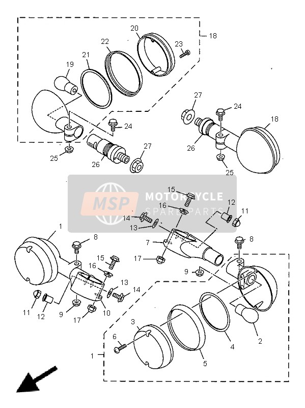 Yamaha XVS1100 DRAGSTAR 1999 Luz intermitente para un 1999 Yamaha XVS1100 DRAGSTAR