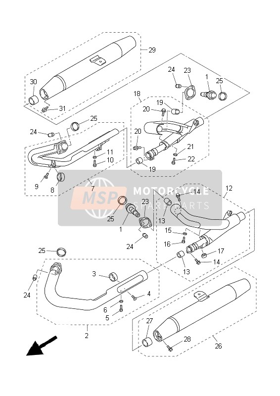 Yamaha XVZ13TF 1999 Exhaust for a 1999 Yamaha XVZ13TF