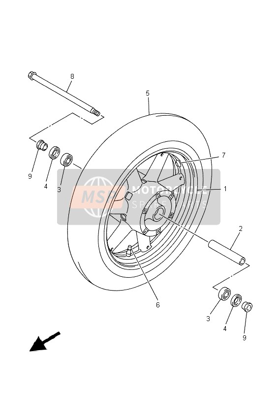 Yamaha XVZ13TF 1999 Front Wheel for a 1999 Yamaha XVZ13TF