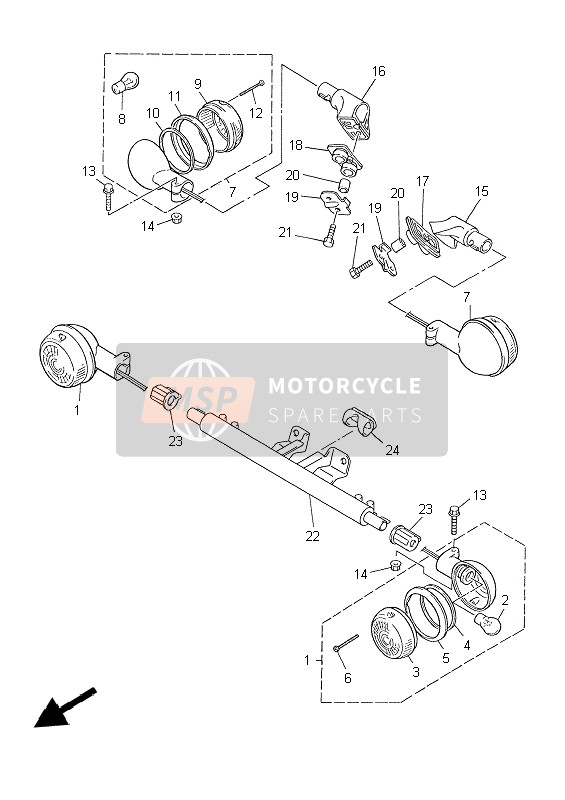 Yamaha XVZ13TF 1999 Luz intermitente para un 1999 Yamaha XVZ13TF