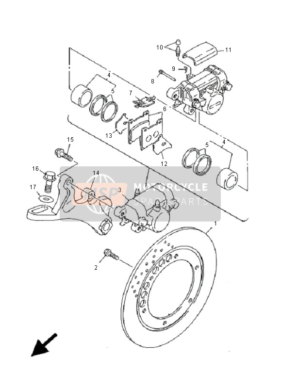 Yamaha TDM850 2001 Rear Brake Caliper for a 2001 Yamaha TDM850