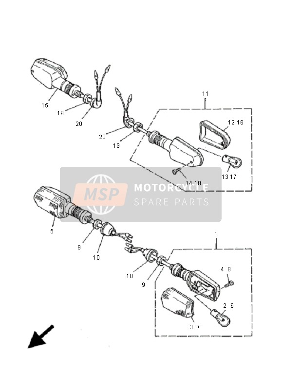 Yamaha TDM850 2001 Luce lampeggiante per un 2001 Yamaha TDM850