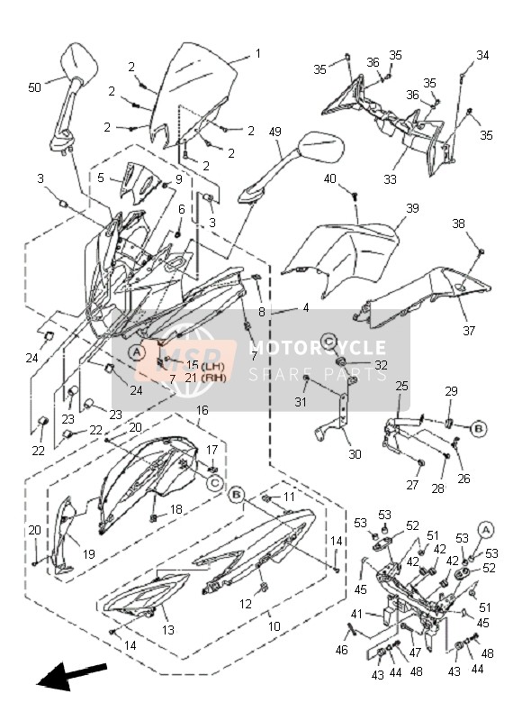 Yamaha XJ6F 2011 Cowling 1 for a 2011 Yamaha XJ6F