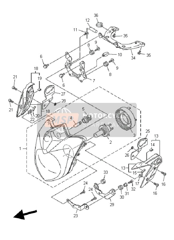 Yamaha XJ6NA 2011 Headlight for a 2011 Yamaha XJ6NA